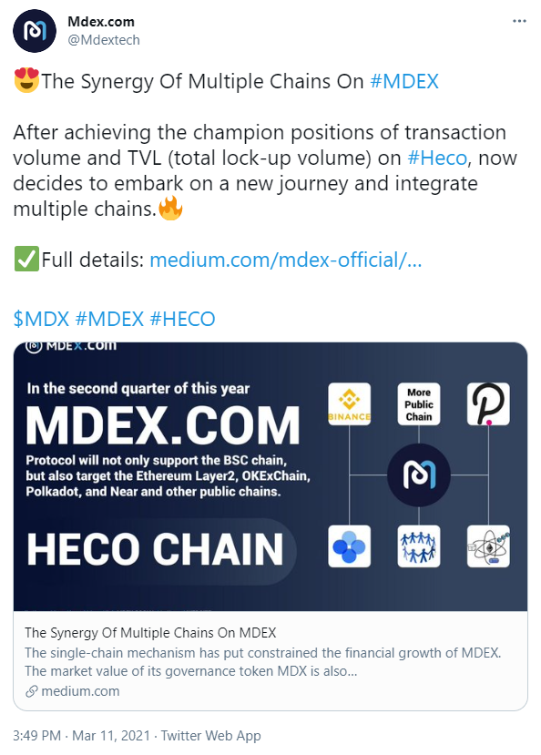 多链扩张成趋势，MDEX迈入BSC_币世界+深潮